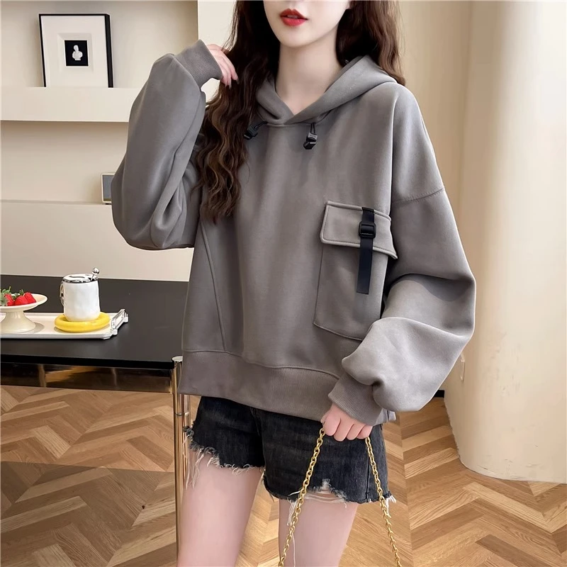 宽松慵懒风连帽卫衣女2024年新款爆款春秋款休闲百搭套头长袖上衣