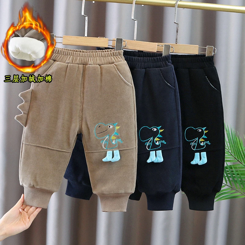 儿童棉裤冬季外穿加绒加厚休闲保暖长裤宝宝洋气新款三层夹棉裤子