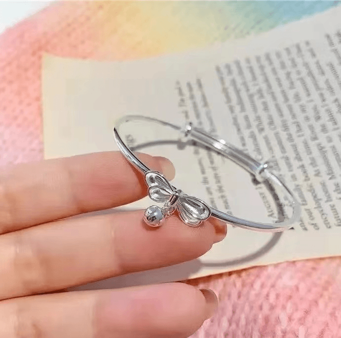 足银银制品 足银999.9在逃公主推拉光面实心手镯百搭简约（639）