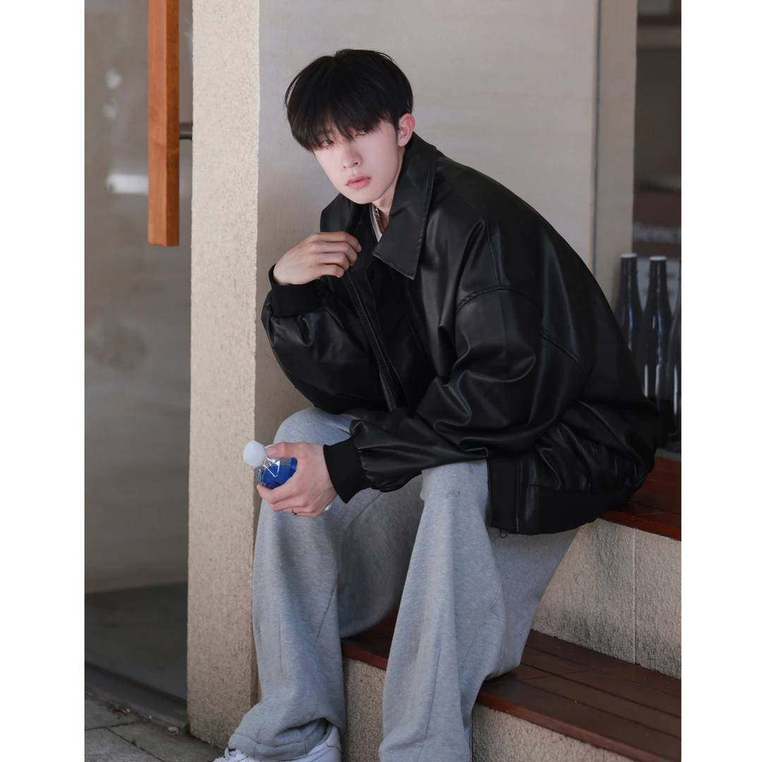 黑武士pu皮工装外套男秋冬vintage美式复古高级潮牌宽松大码夹克