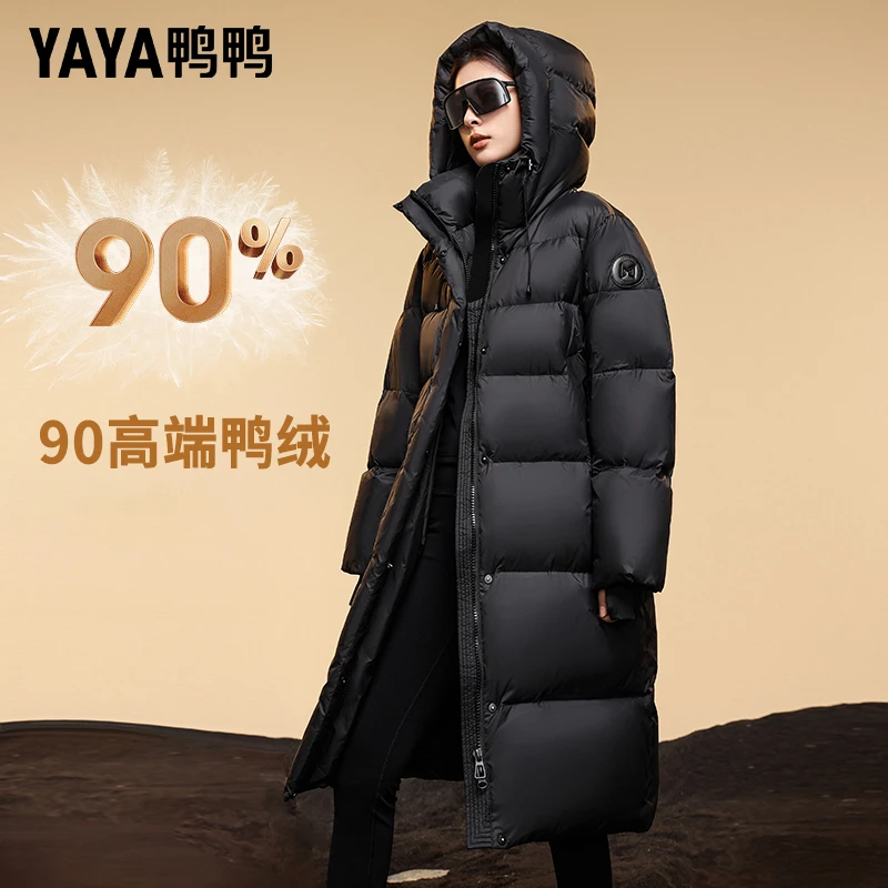 YAYA/鸭鸭奢金系列保暖羽绒服长款冬季加厚时尚新品情侣外套户外