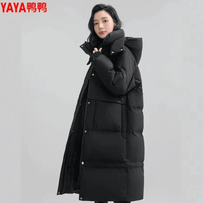 YAYA/鸭鸭保暖羽绒服新品中长款修身冬季时尚通勤显瘦女外套