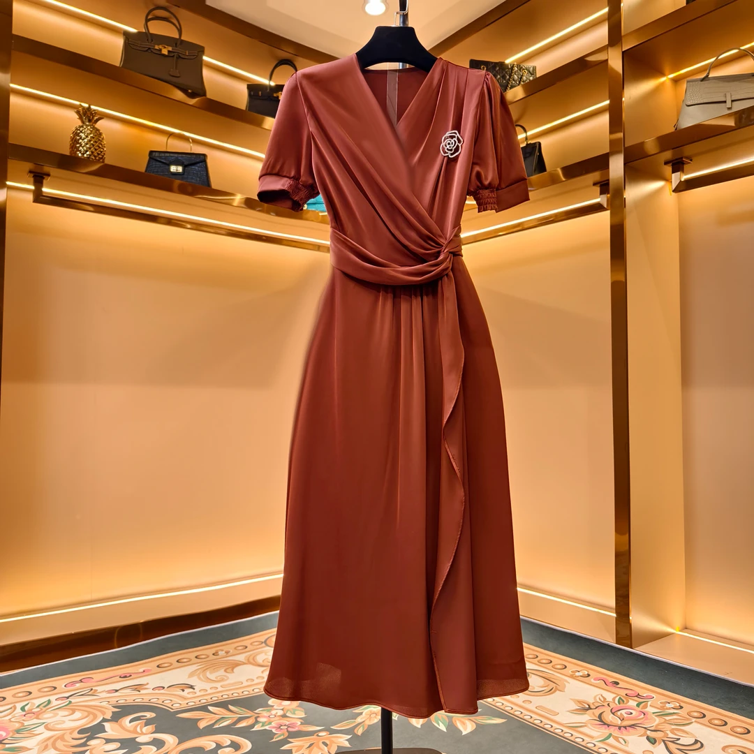 【香舍菲尔】不规则扭结连衣裙女气质优雅修身时尚轻奢女装-82296