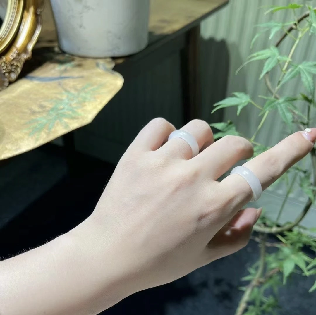 和田玉白玉戒圈扳指羊脂白玉戒指指环