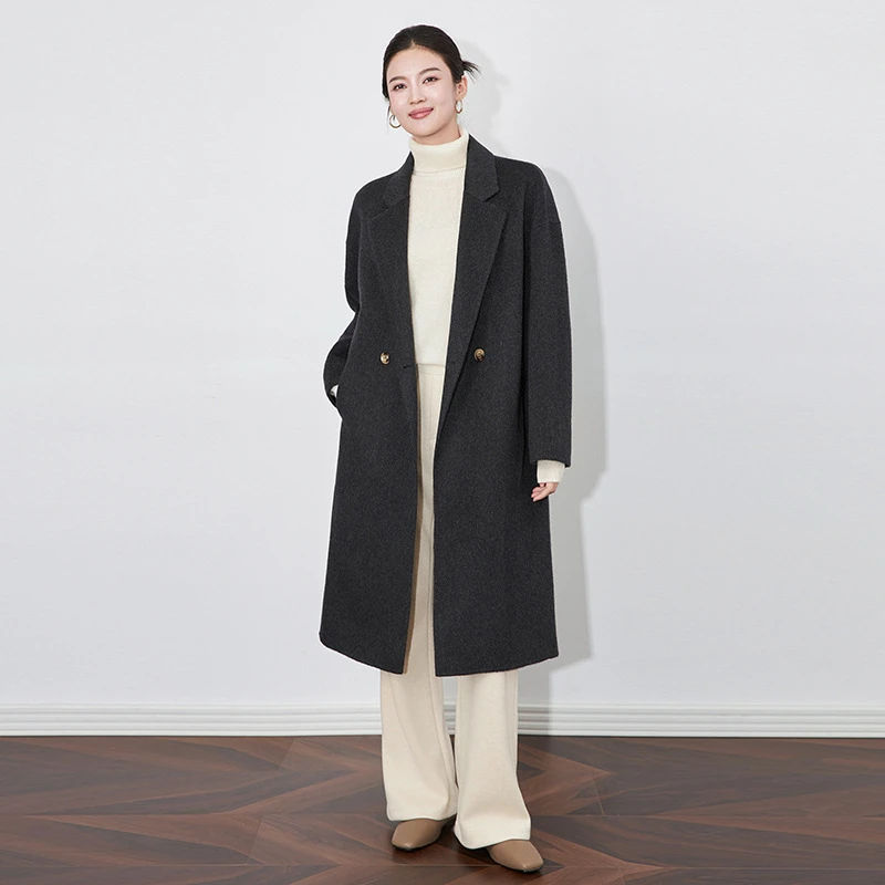 2433609-100%绵羊毛西装领双面呢宽松大衣高级感气质外套女冬新款