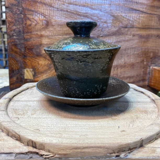 窑宝红色盖碗（非遗技艺，土窑炭烧，优化水质，有渗水期）