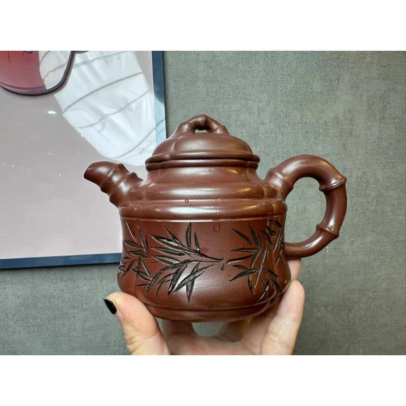 竹影双线竹鼎龙血砂壶紫砂壶【维】