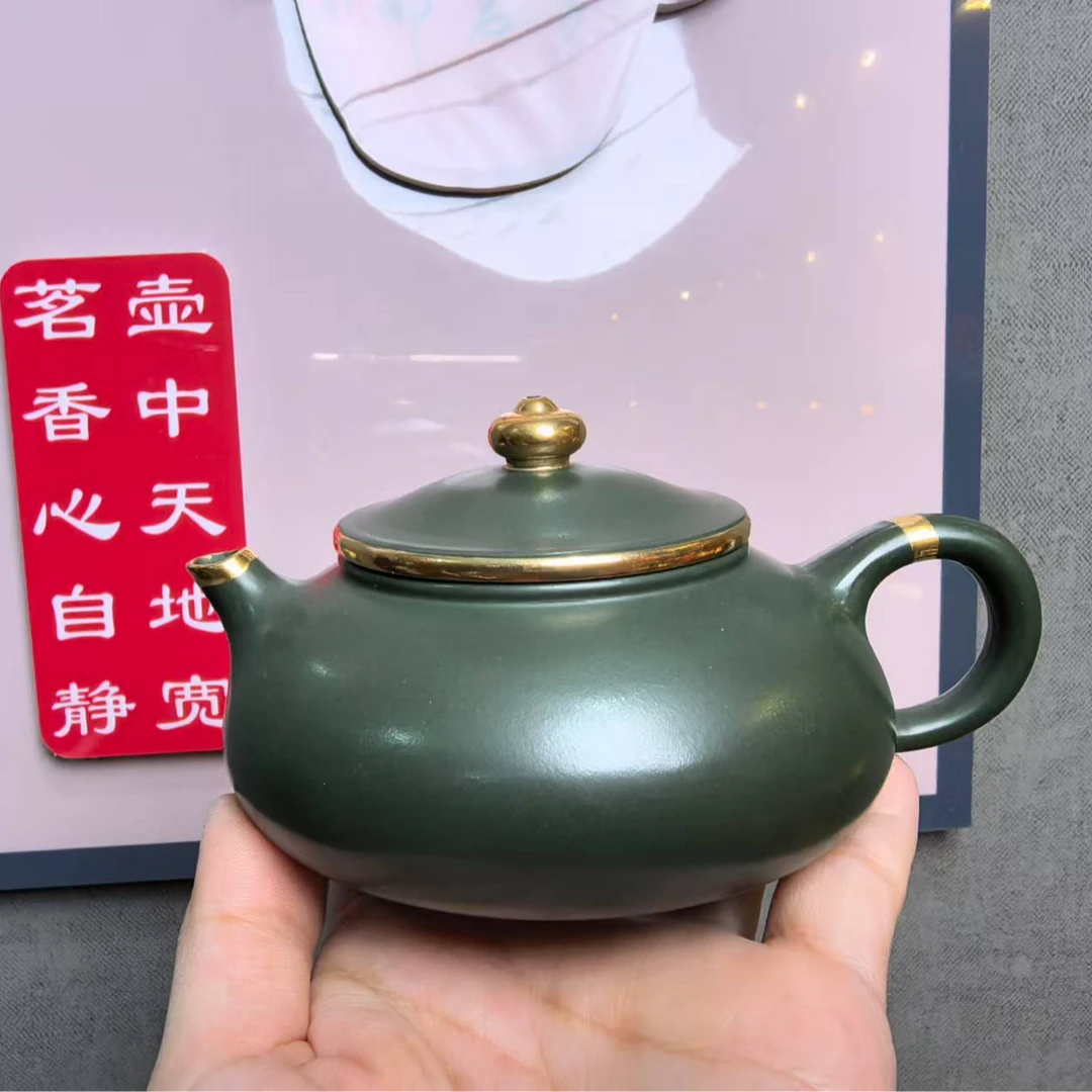 描金寒江墨绿泥壶【维】