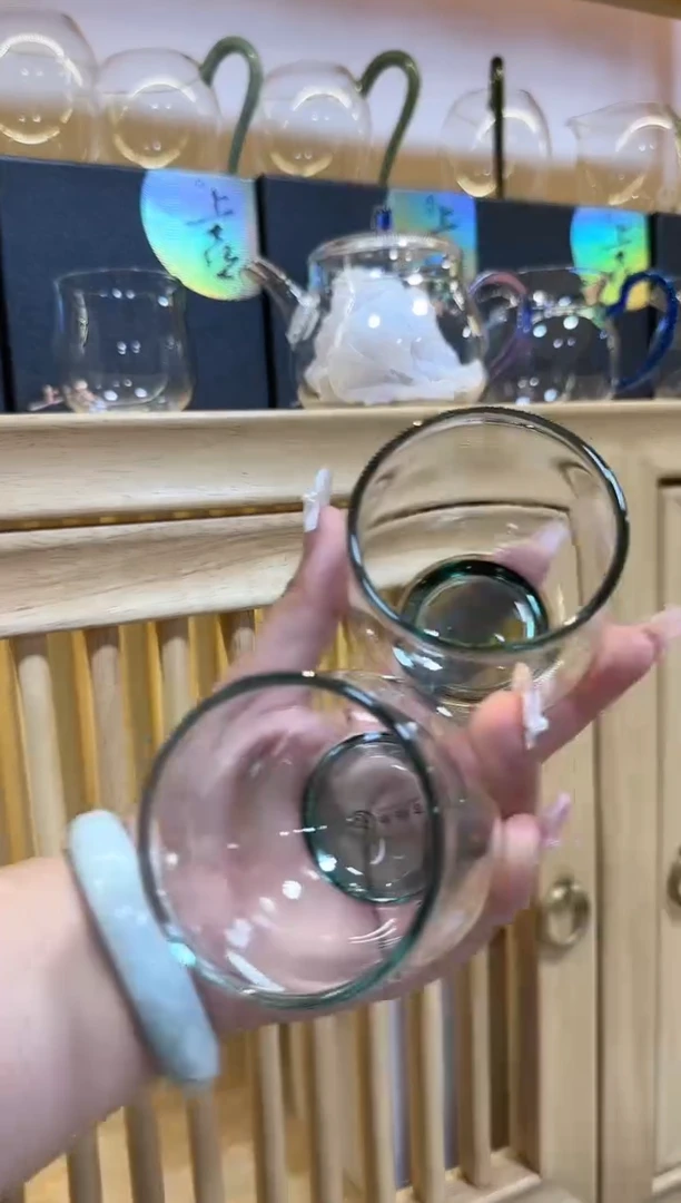 【闪购商品】水立方墨绿色青玺杯子2只