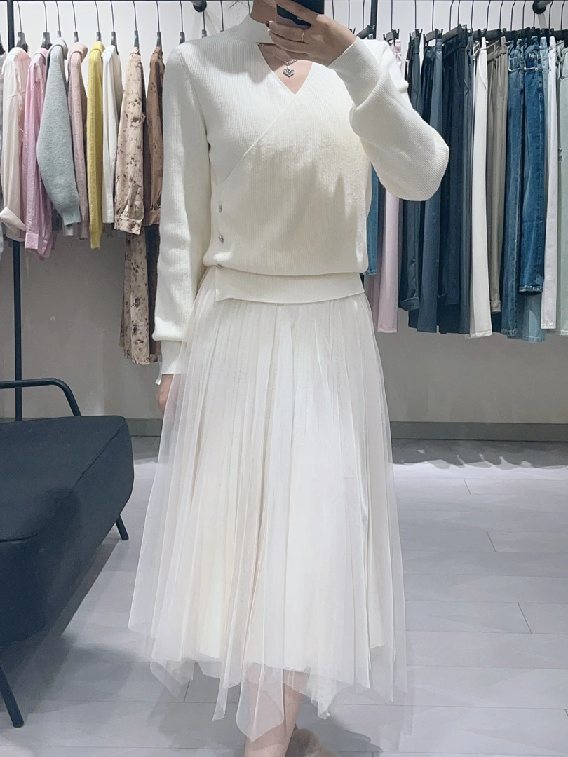 法式温柔针织纱裙套装