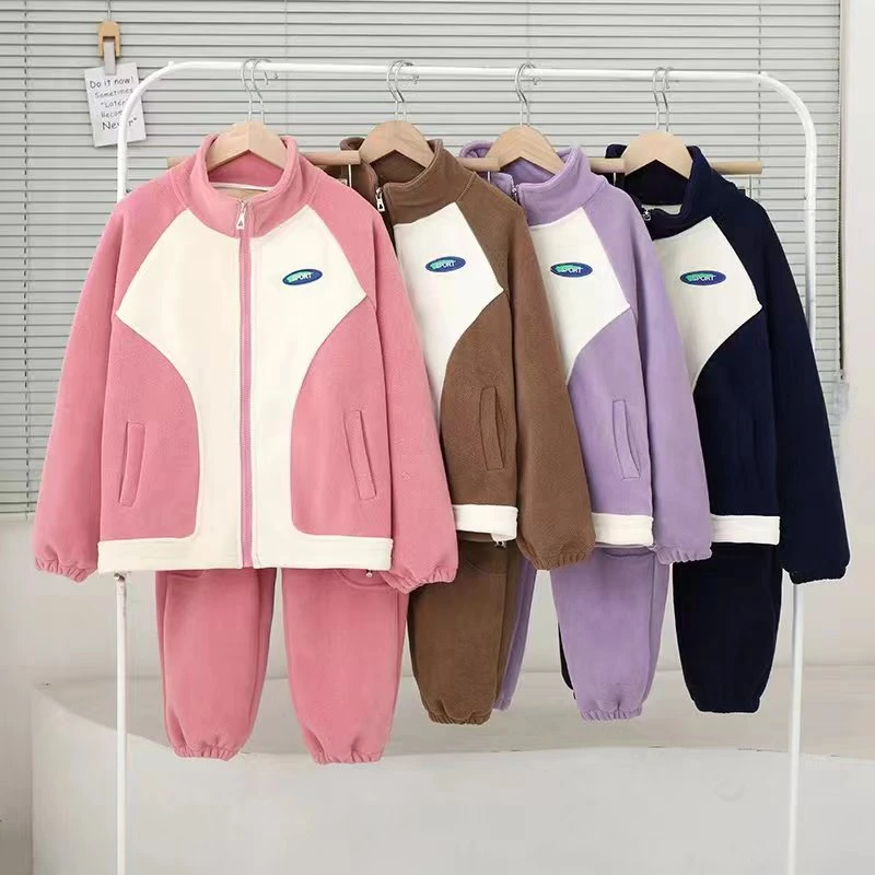2024新款儿童奥利绒套装春秋双面绒中大童休闲运动套装时尚洋气