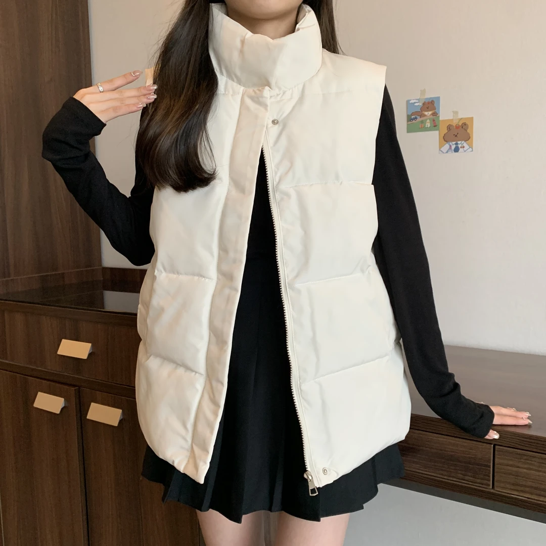 胖mm秋冬新款棉服马甲女短款韩版百搭保暖马夹立领外穿时尚潮201