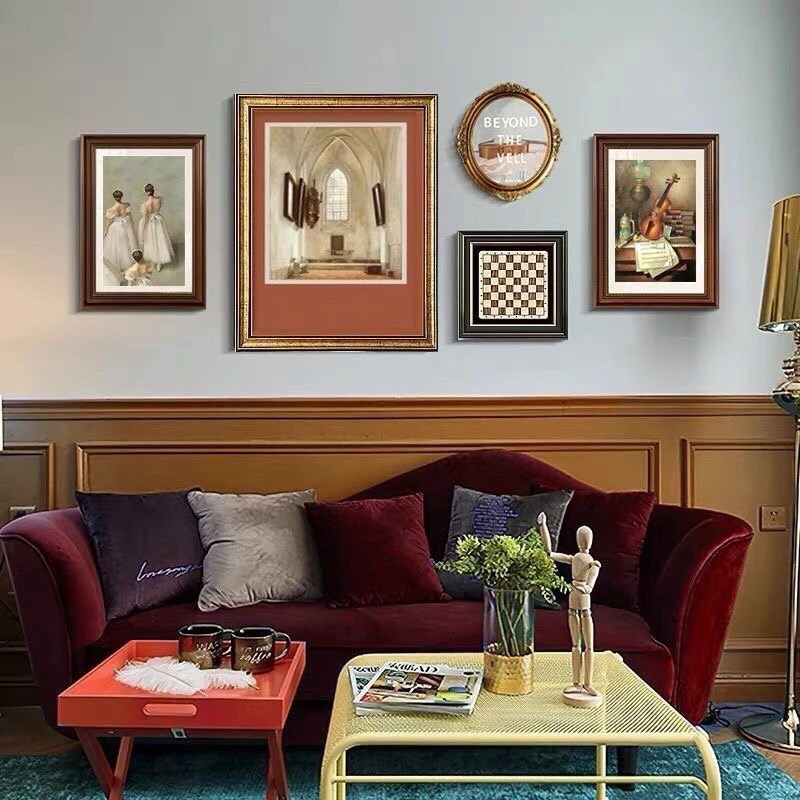 新款法式复古挂画美式客厅装饰画沙发背景墙壁画欧式轻奢小众挂画