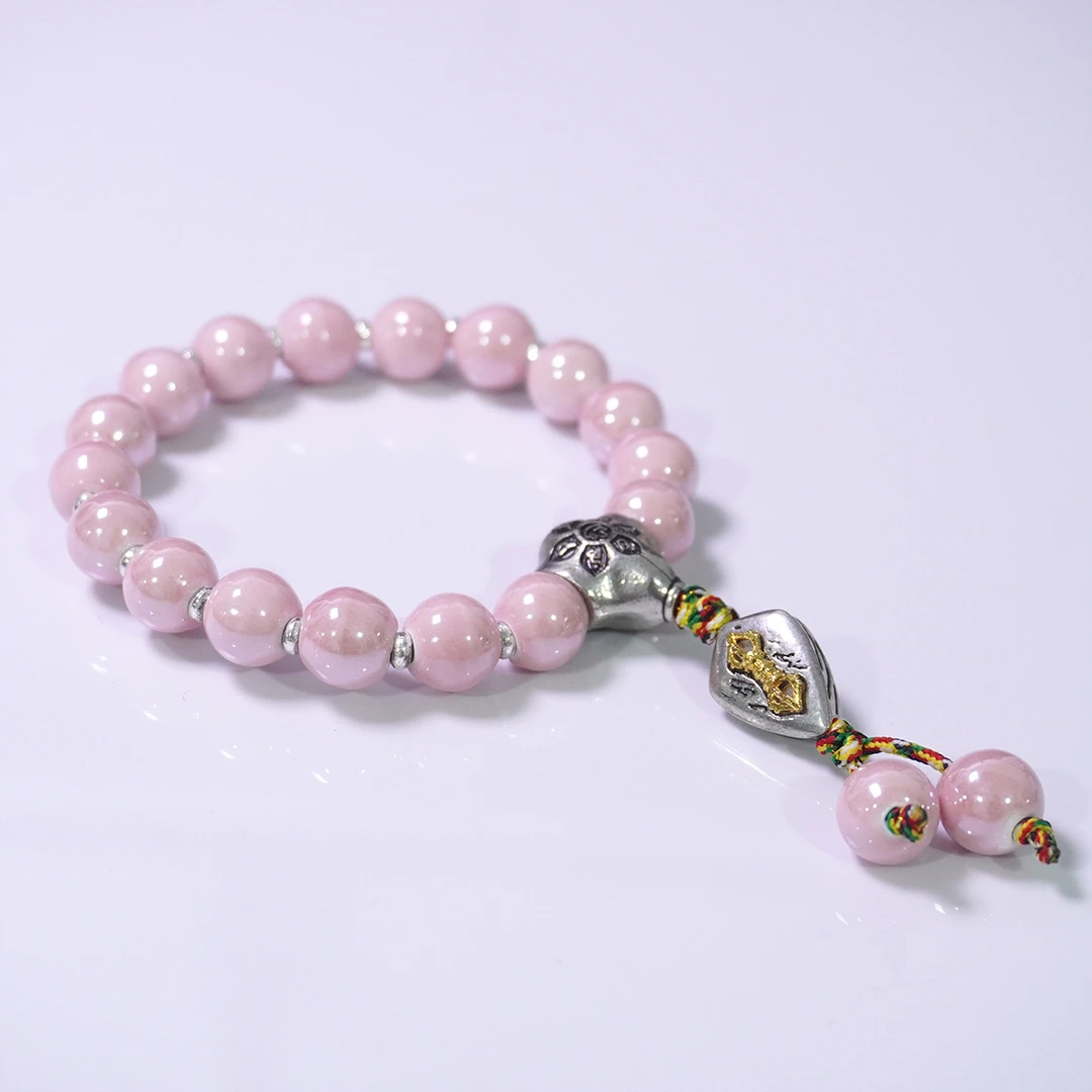 非金属仿水晶手链 星河恋珠粉色多彩瓷手链女士轻奢百搭梦幻单圈