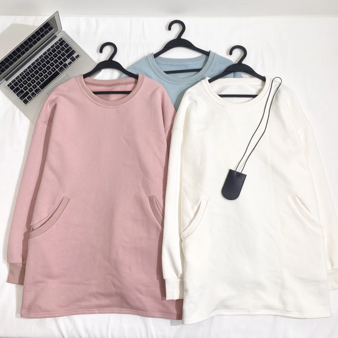 【“调色师”小韩日记】卫衣加绒 时尚休闲宽松纯色圆领长袖百搭88327