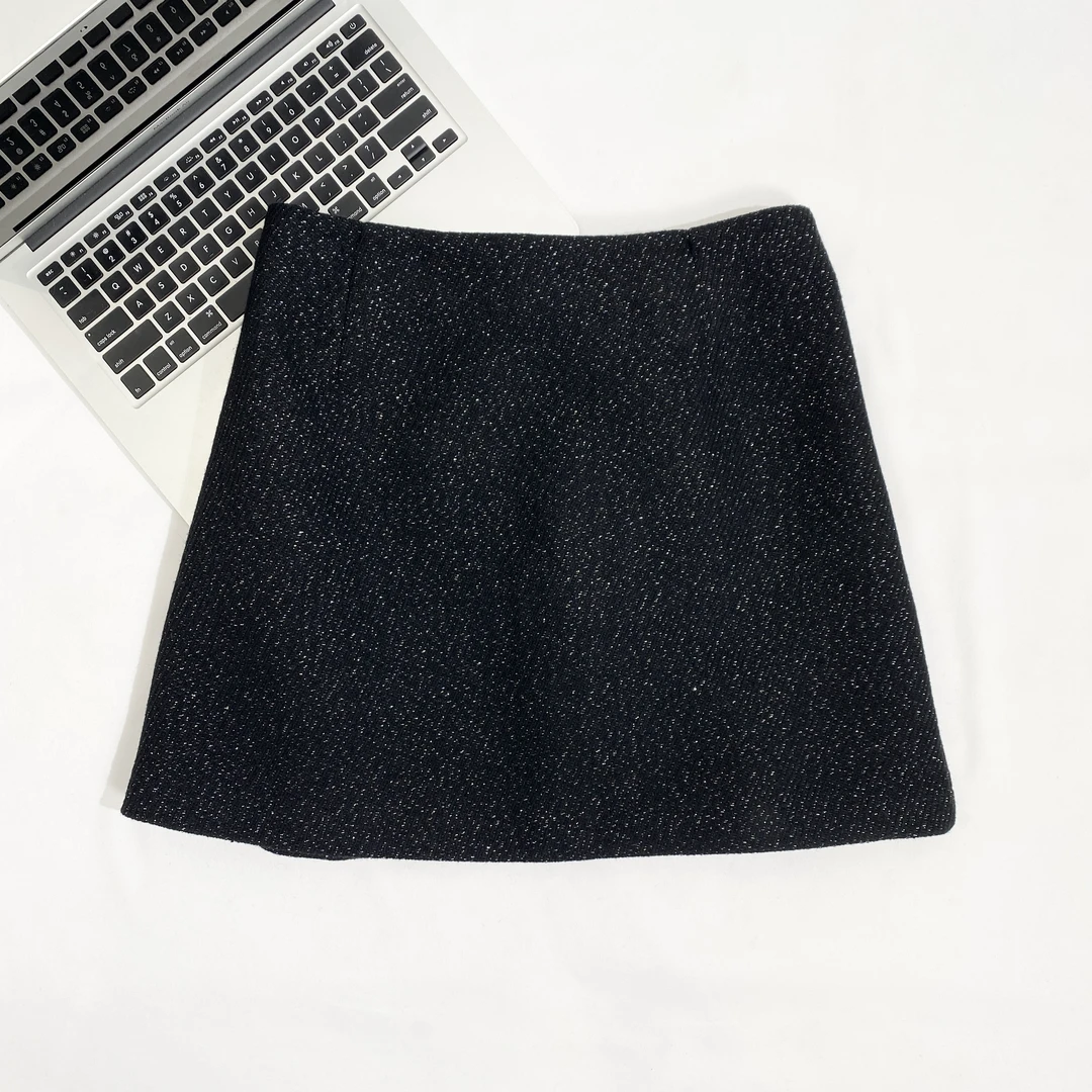 【“灿烂星河”小韩日记】半身裙时尚百搭小香风A字秋冬黑色5528-5