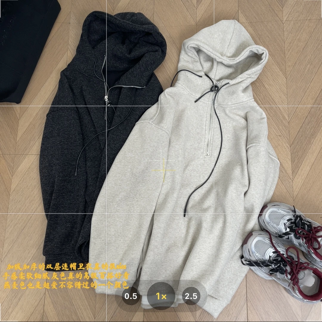 韩可可  战马卫衣  秋冬加绒卫衣连帽百搭时尚半拉链休闲柔软2231