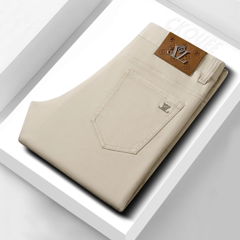 高端男士秋季新款多色时尚百搭修身直筒休闲牛仔裤