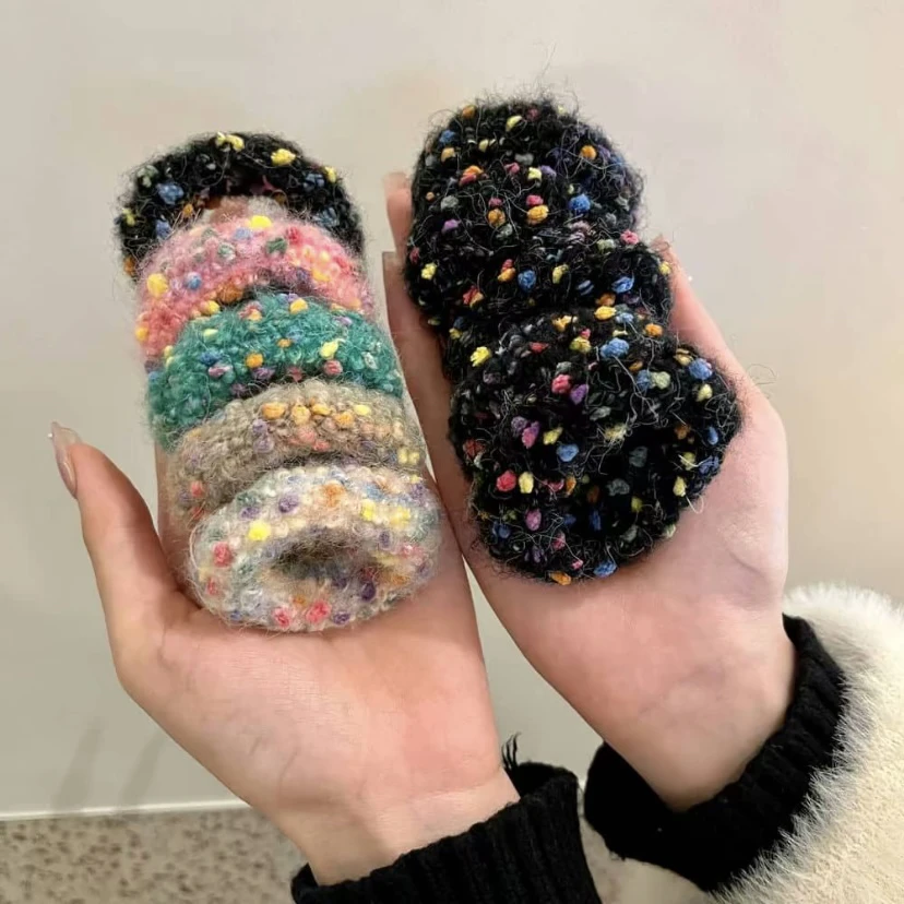 彩色毛绒新款马尾高弹力头绳简约百搭