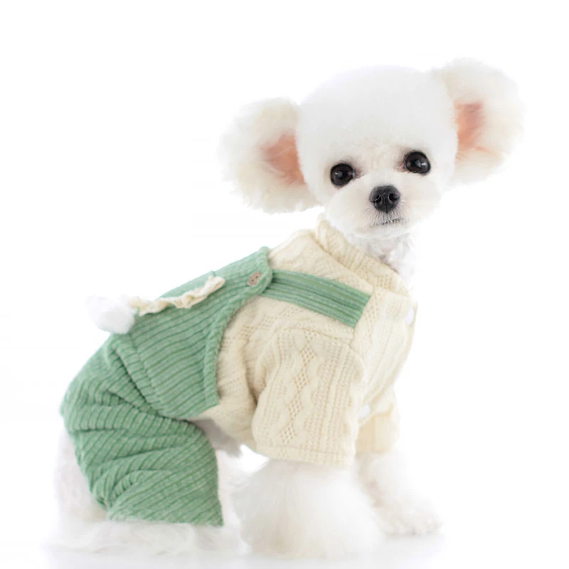 LOLLYPOP棒棒糖狗狗衣服秋冬款灯芯条背带四脚泰迪比熊猫咪宠物衣