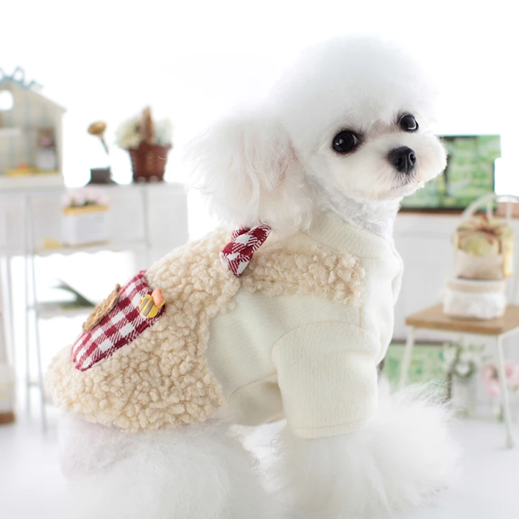 LOLLYPOP棒棒糖狗狗衣服秋冬款小熊背带格子泰迪比熊猫咪宠物衣服