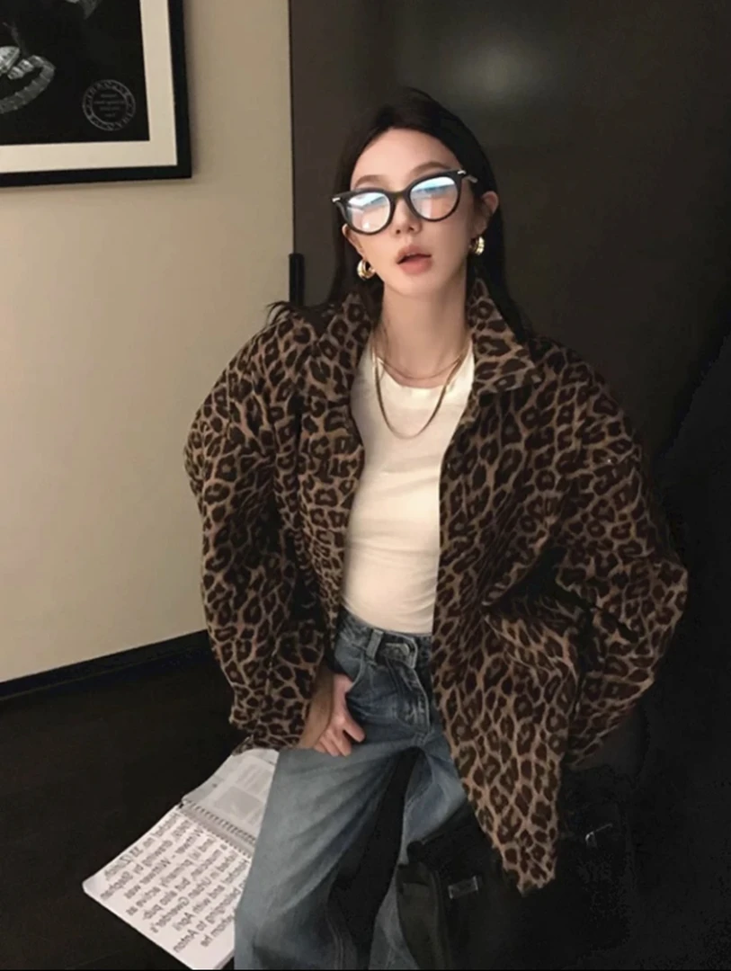 151-200潮流痞帅高街豹纹外套秋季美式组合显瘦