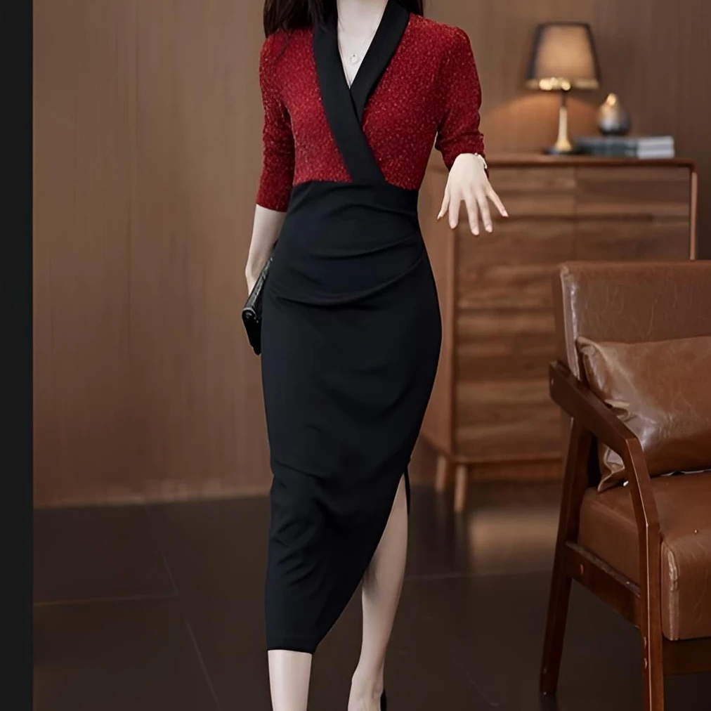 时尚气质显瘦高级女人味连衣裙 YF613