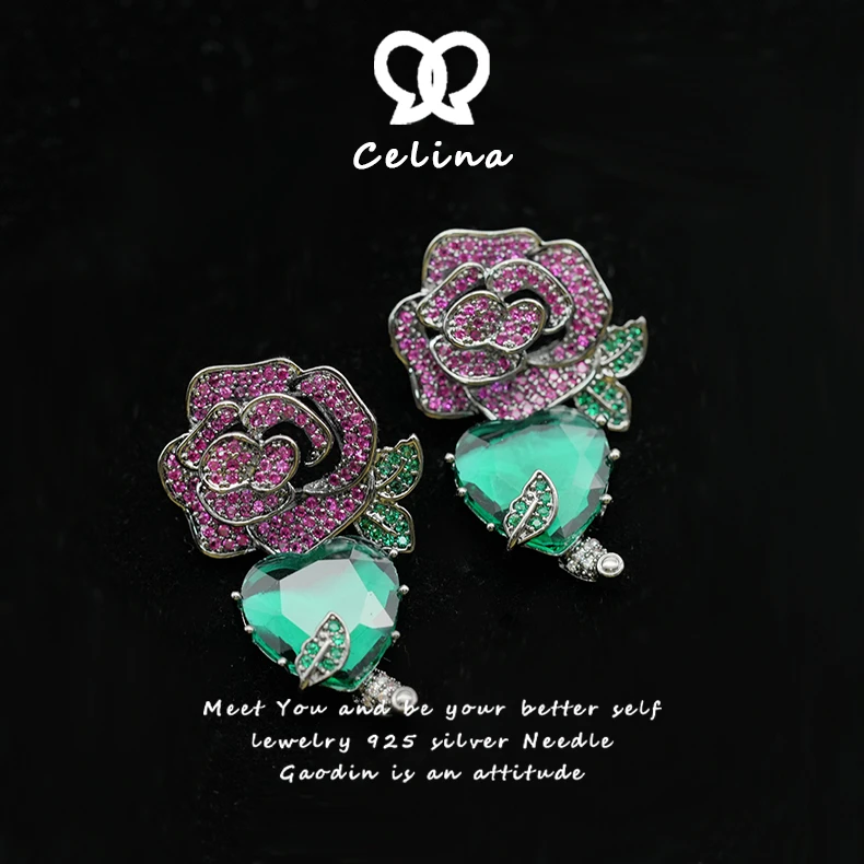 铜合金合成锆石耳饰 《暗里着迷》满钻气质轻奢高定饰品时尚-.5648.