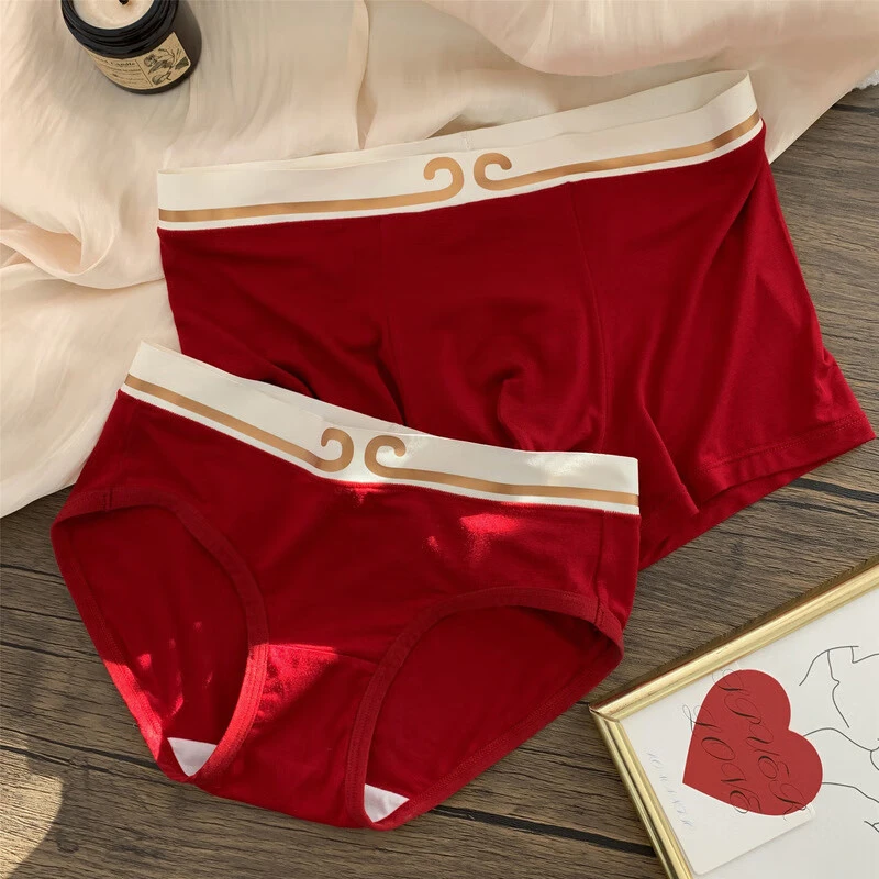 【情侣款】一生所爱*男士女士情侣内裤一男一女本命年红色莫代尔