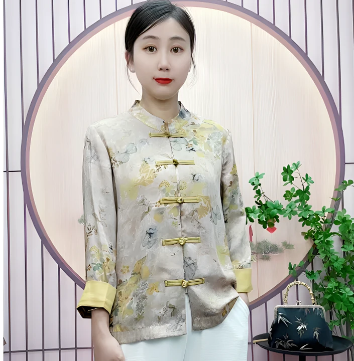 高贵上档次中老年女装秋季新款长袖新中式盘扣百搭洋气立领春夏2/