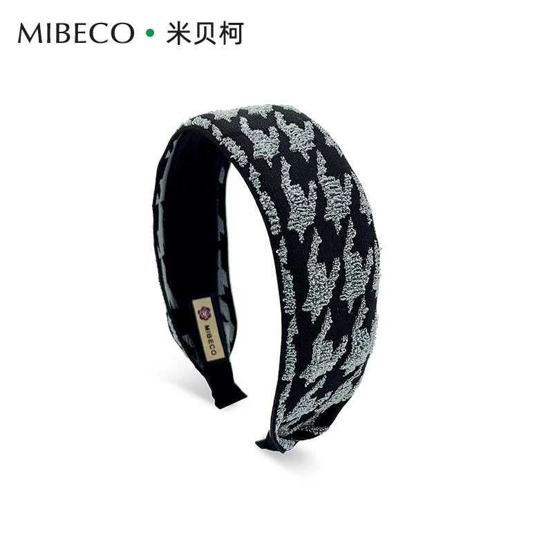 Mibeco显年轻发箍女千鸟格宽边遮白发头饰法式秋冬高颅顶丝绒发饰
