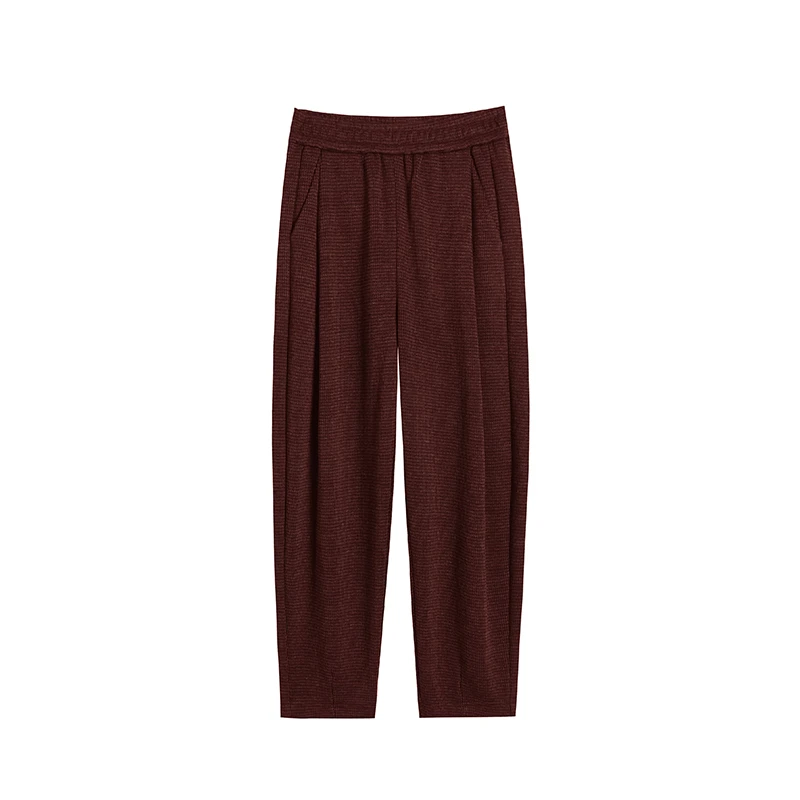 【瑶曼】秋冬新款毛呢千鸟格哈伦裤女高腰宽松舒适时尚百搭休闲裤女