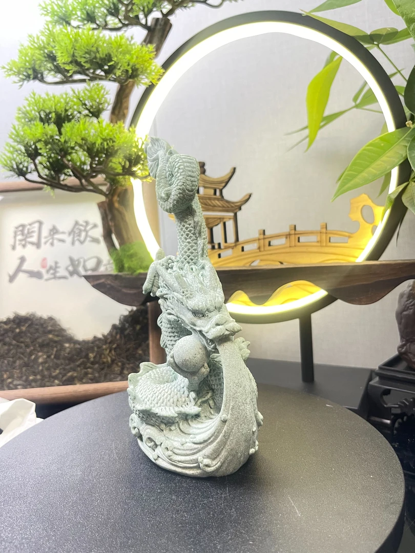 青龙盘柱茶宠摆件鱼缸造景办公室书桌摆件鱼缸造景摆件玄关摆件