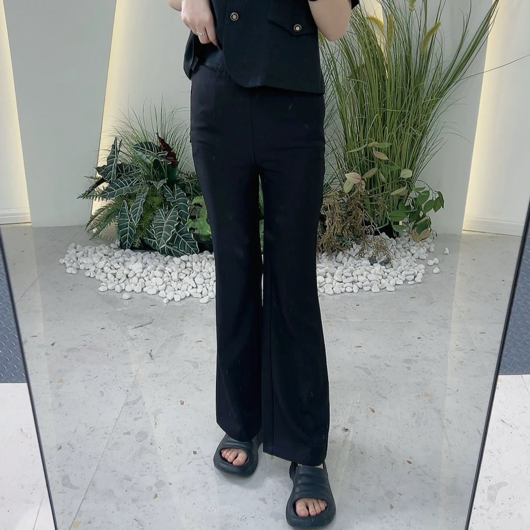 Lagogo/拉谷谷LAGOGO拉谷谷专柜新款黑色遮肉显瘦百搭款黑西装裤