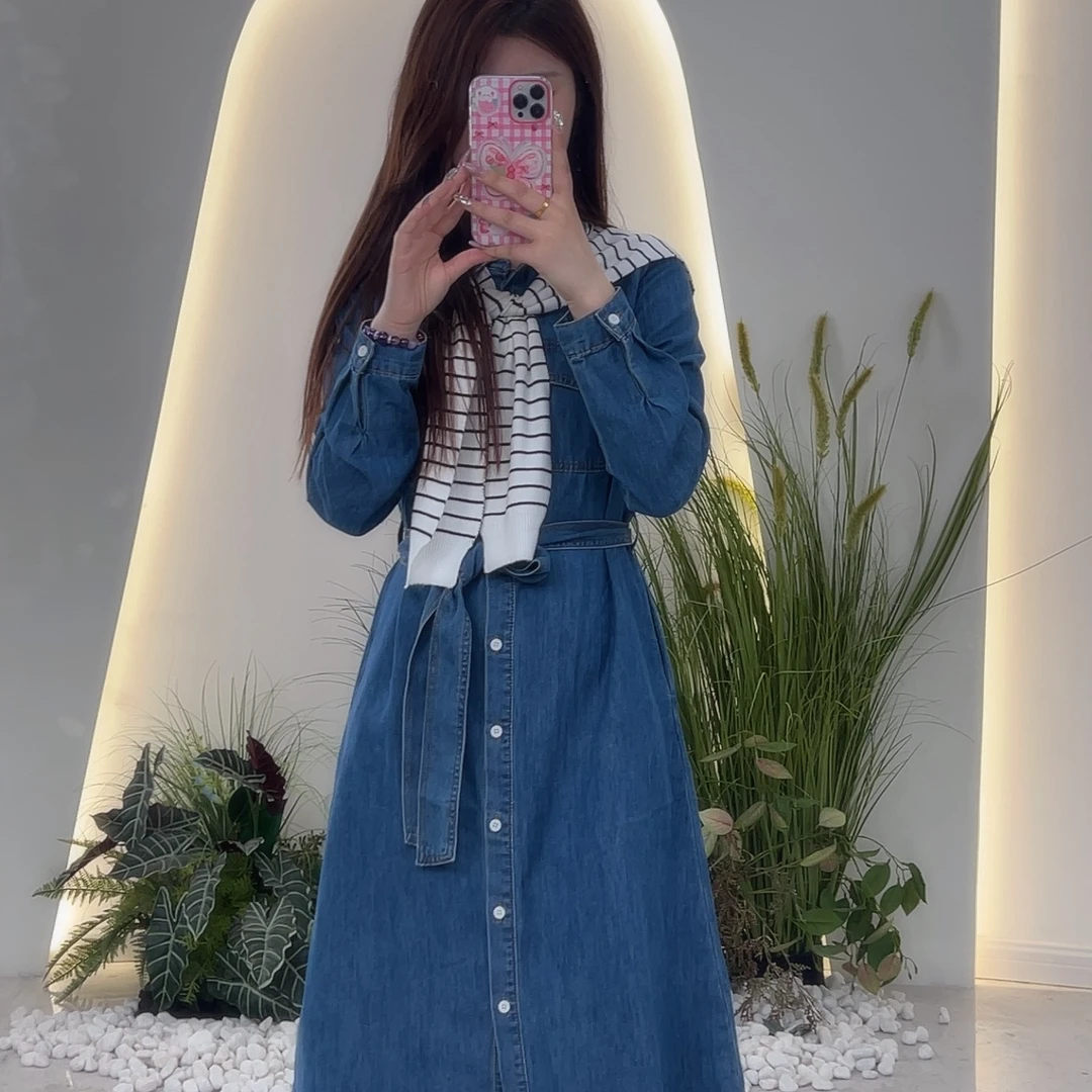 Lagogo/拉谷谷LAGOGO拉谷谷专柜同款真两件披肩牛仔连衣裙