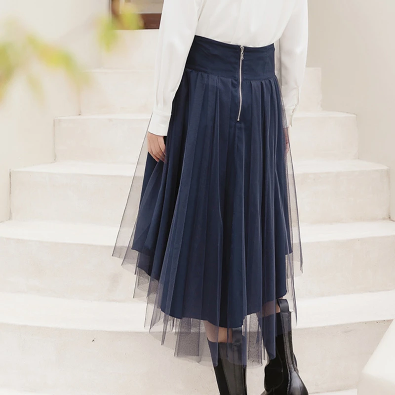 LAGOGO半身裙纱网遮肉显瘦时尚百搭显气质显气质金色链条装饰