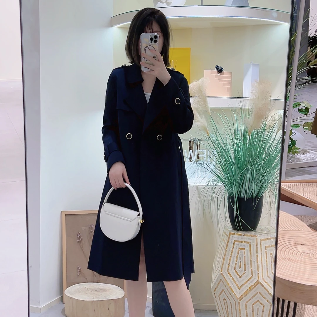 Lagogo/拉谷谷气质网红秋冬显瘦百搭女士气质网红秋冬风衣时尚