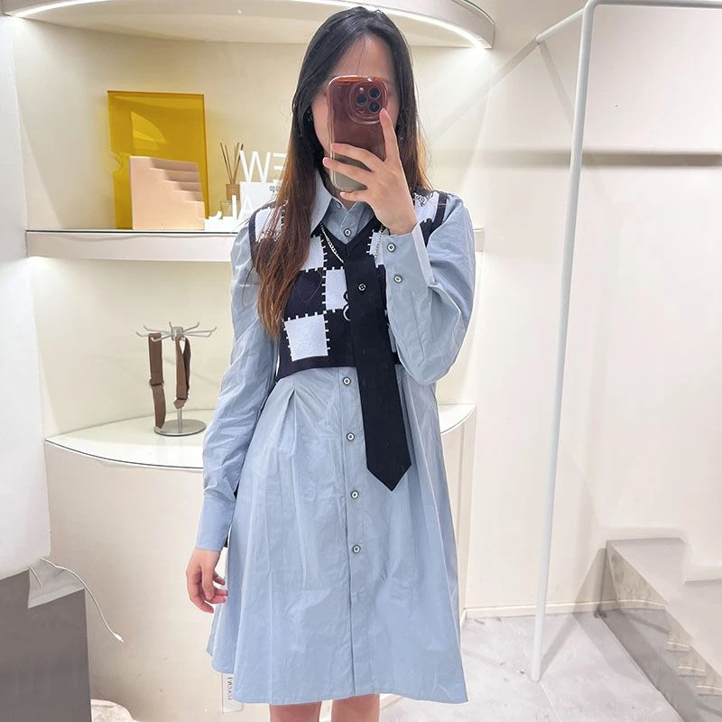 Lagogo/拉谷谷LAGOGO拉谷谷专柜新款连衣裙蓝色时尚百搭款