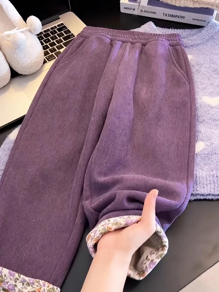 女童秋冬装加绒阔腿裤2025新款儿童灯芯绒裤子韩版女孩休闲裤洋气