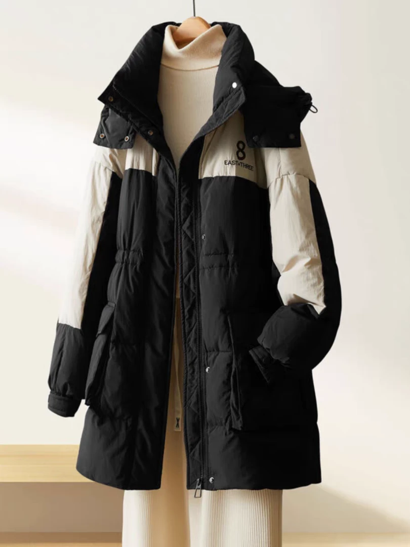 清货系列美拉德撞色连帽羽绒服高级感宽松加厚面包服