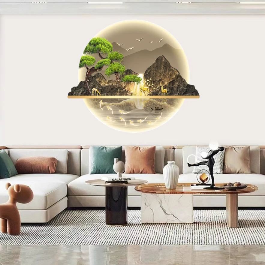 圆形玄关装饰画走廊过道挂画楼梯沙发落地画客厅装饰画捡漏
