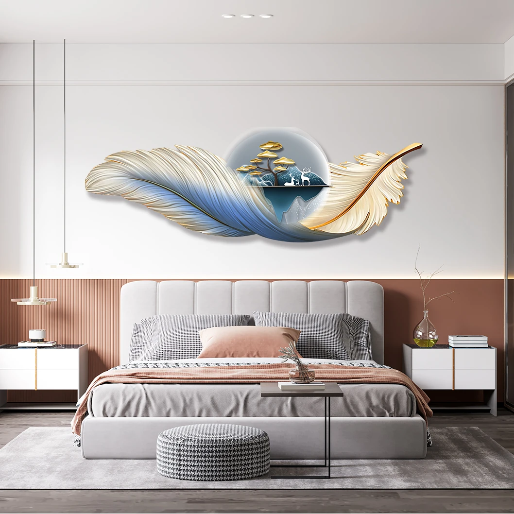 U029现代简约卧室床头装饰画主卧背景墙轻奢挂画酒店宾馆挂画