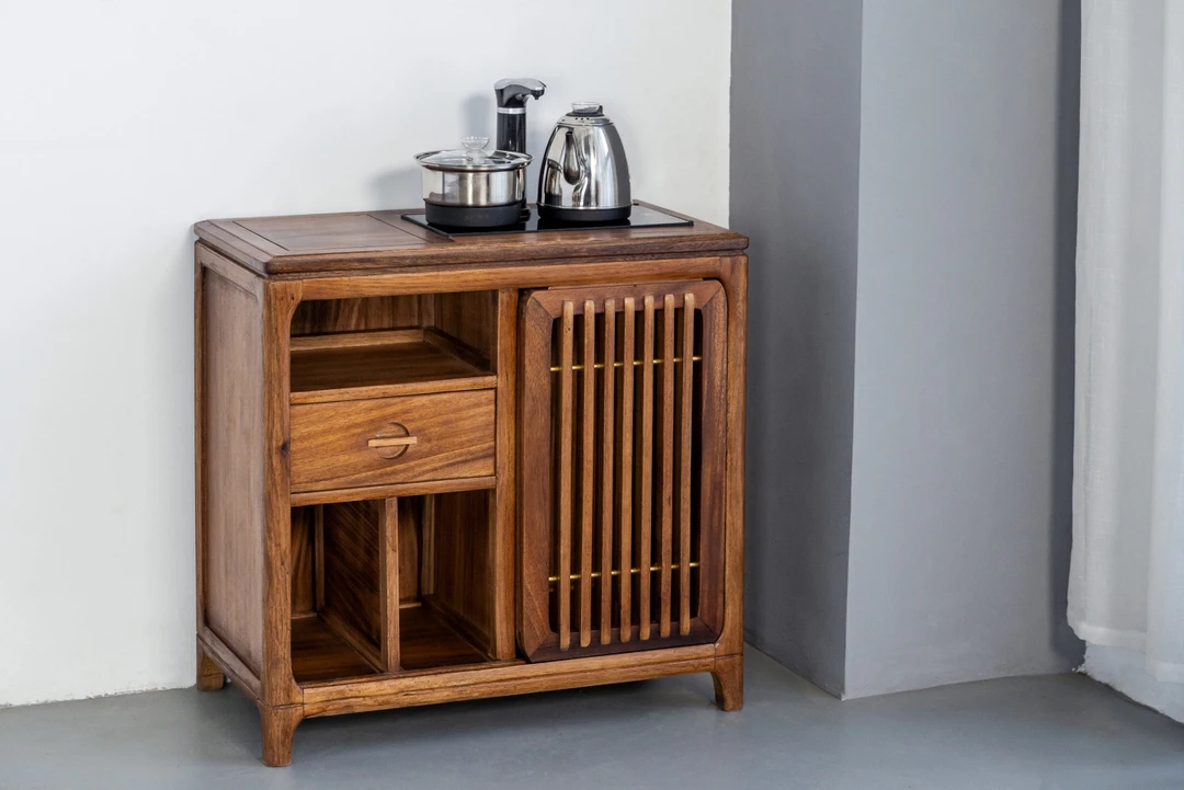 南美胡桃木竹意开孔茶水柜70*38*68(不包烧水壶)