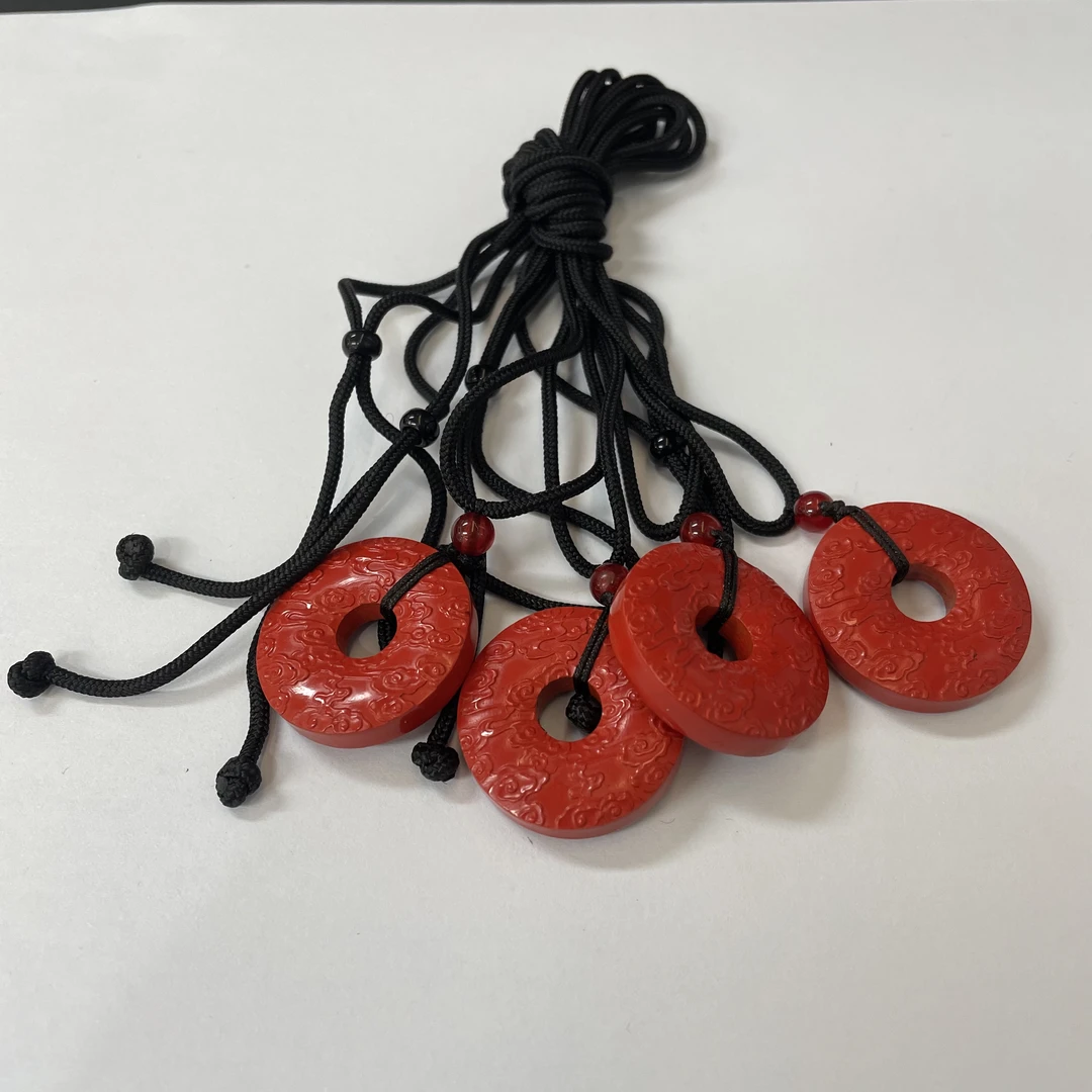 含辰砂工艺品朱砂祥云平安扣套绳*（多样性单个发货）