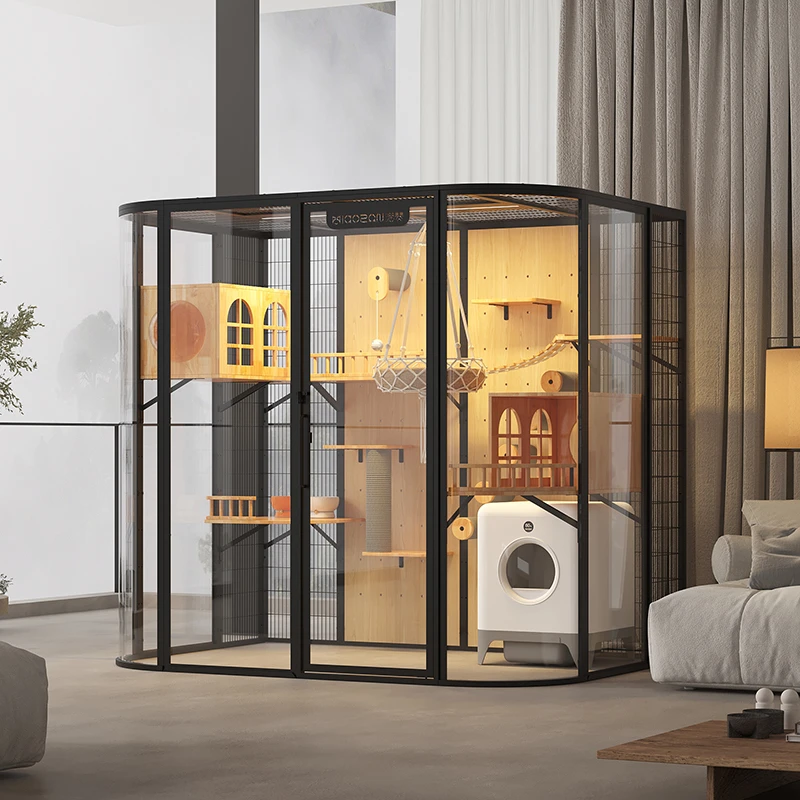 喵赞 猫笼别墅豪华超大空间家用DIY实木爬架玻璃猫咪猫屋猫舍猫咖