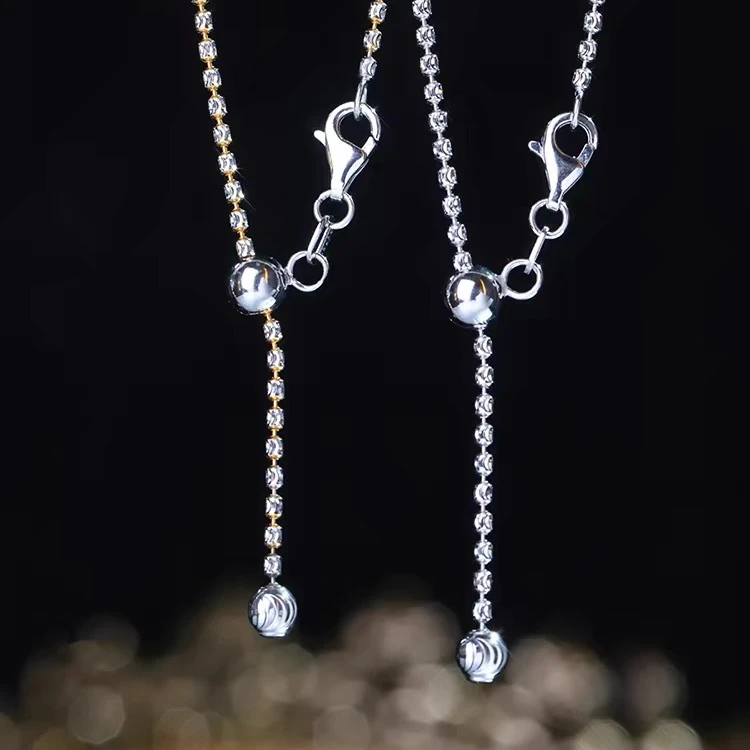 链子925银 S925银链星光链全调节链子项链爆闪百搭加粗经典