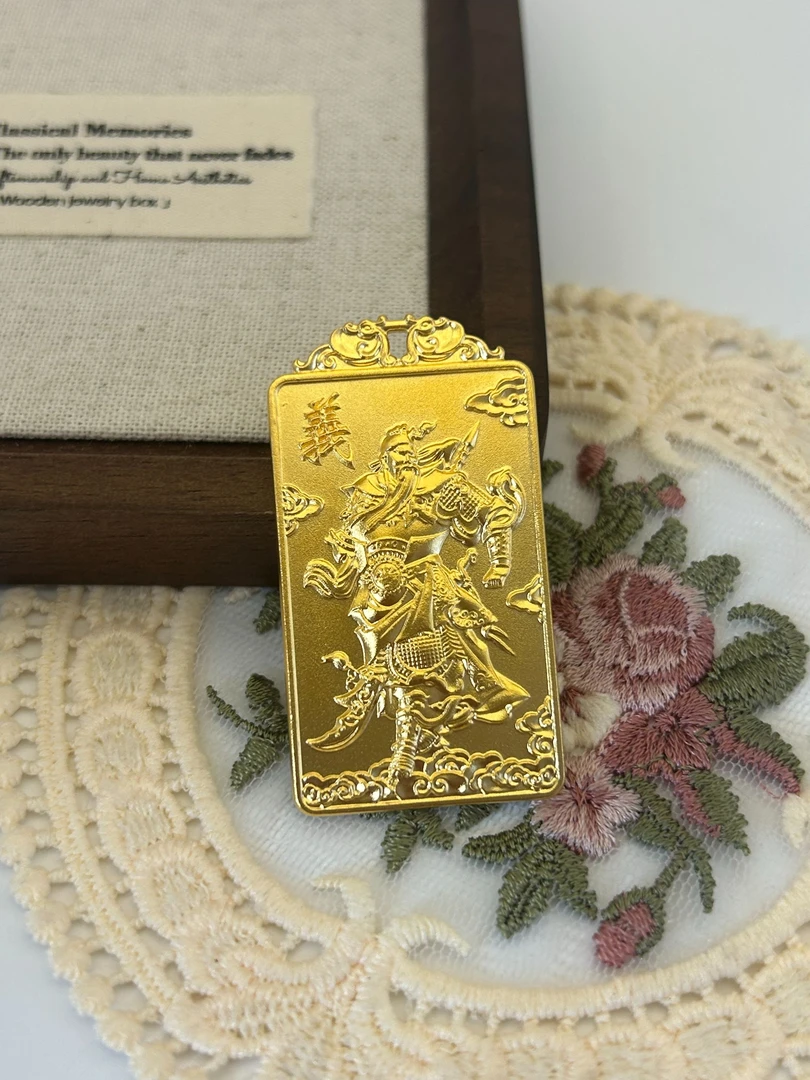 吊坠足银 【关公牌吊坠】包足银经典实心古法传承手工大气雕刻