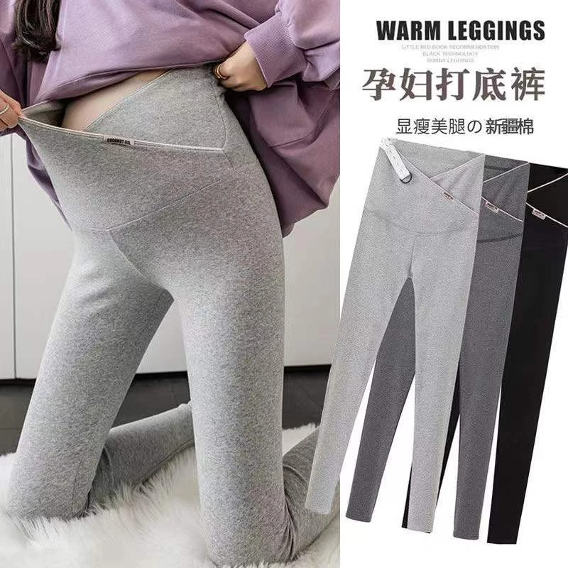 孕妇裤子打底裤春秋款外穿交叉高腰托腹孕妇裤显瘦网红大码春装