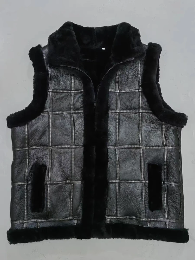 新款羊皮毛一体立领时尚加厚马甲休闲