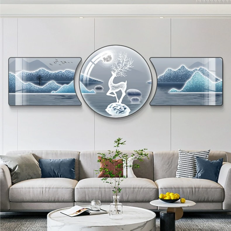 【荣耀佳画旗舰店】现代设计客厅三联画沙发背景墙装饰画爆款大师画